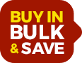 Dark red square that says "Buy in bulk and save"