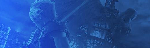 Blue banner that has Cloud from Final Fantasy 7 on it